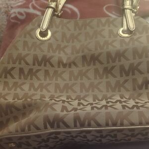 Michael Kors Tan and Brown Logo Shoulder Bag